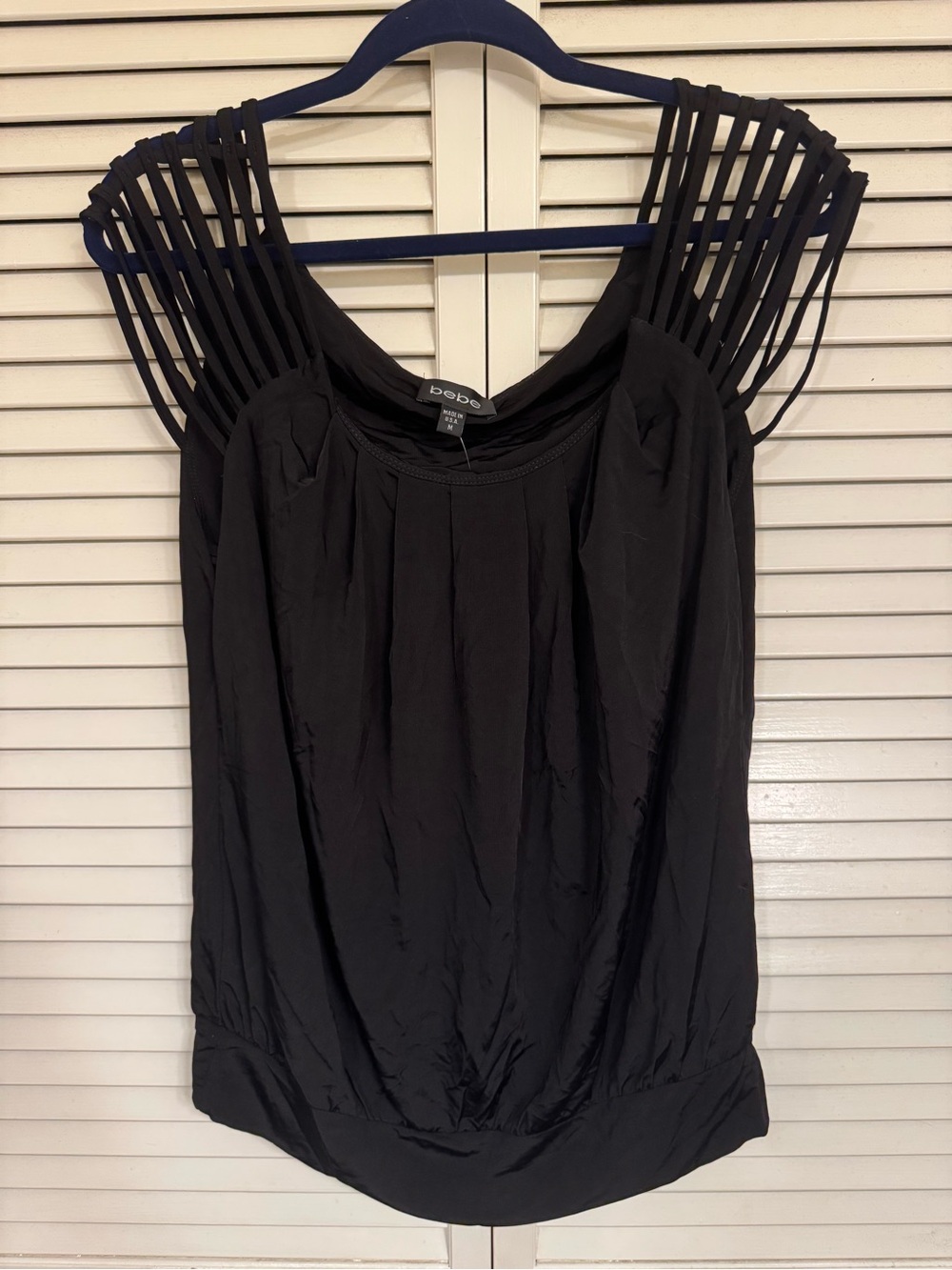 bebe Black Strappy Sleeve Tank Top